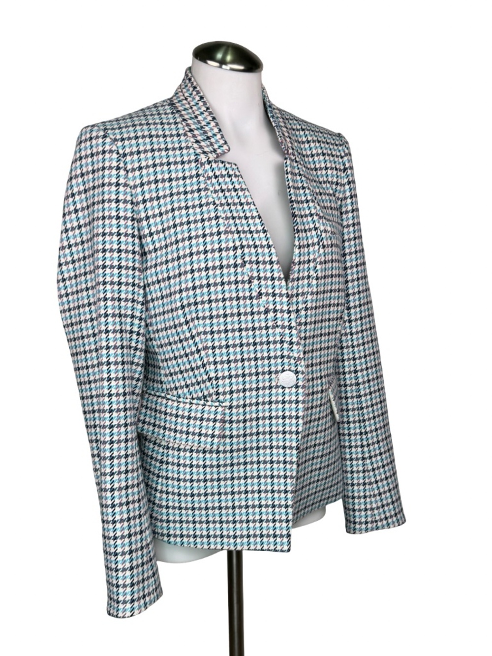 $650 Veronica Beard Farley Dickey Blazer Turquoise Multi Linen Size 4 - Picture 3 of 13
